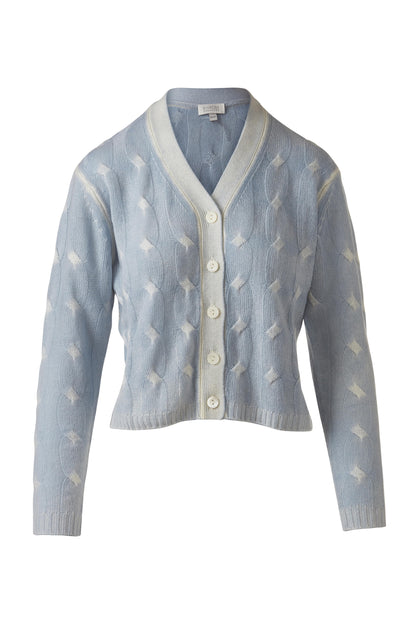 SPRAY PRINT CABLE VEE CARDIGAN