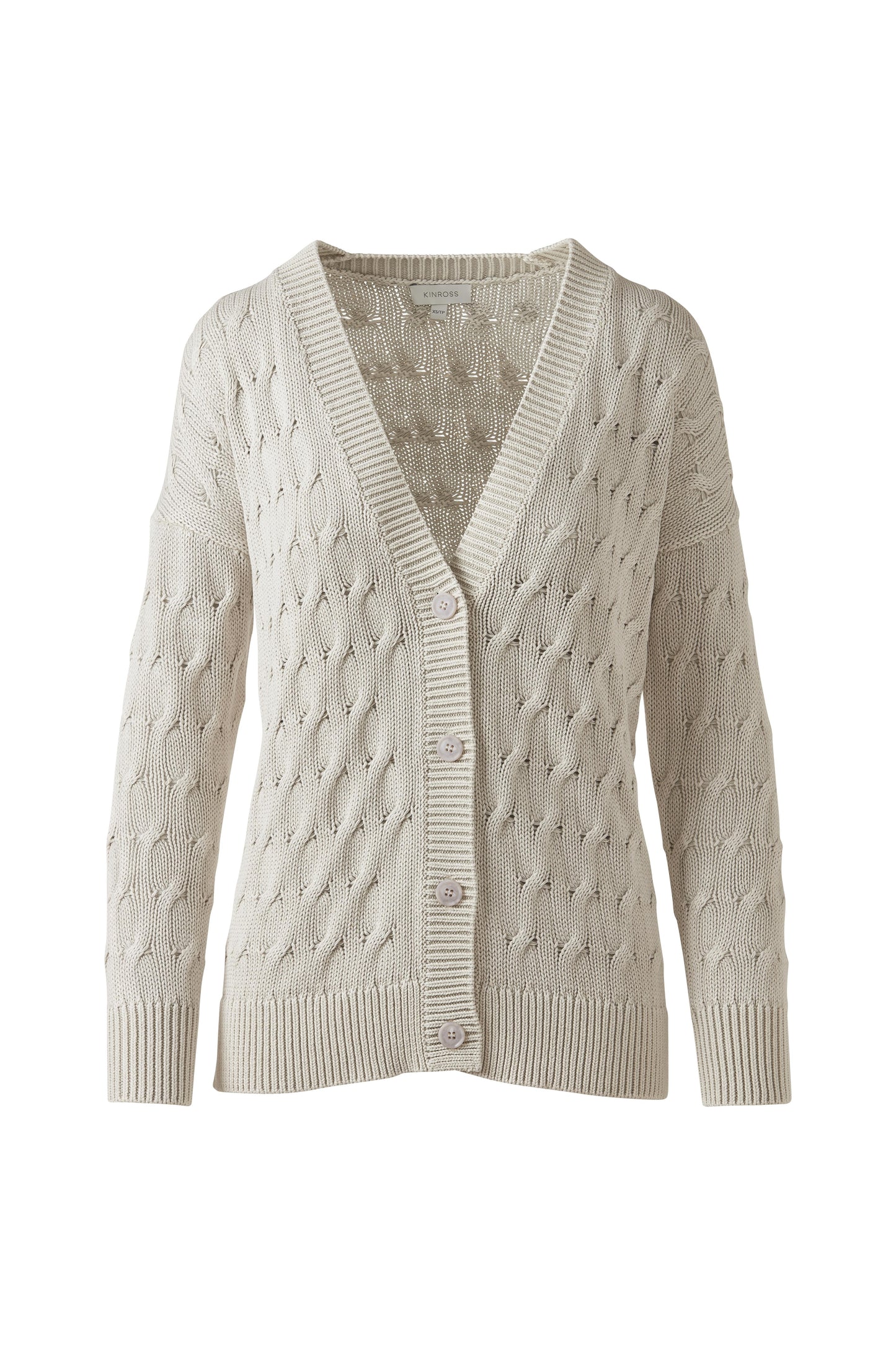 STONEWASH CABLE VEE CARDIGAN