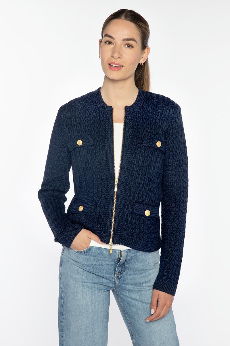 TEXTURED ZIP CARDIGAN – Kinross Cashmere