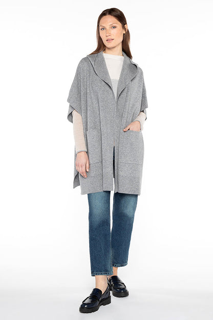 DOUBLEKNIT HOODED SLVLESS CARDI