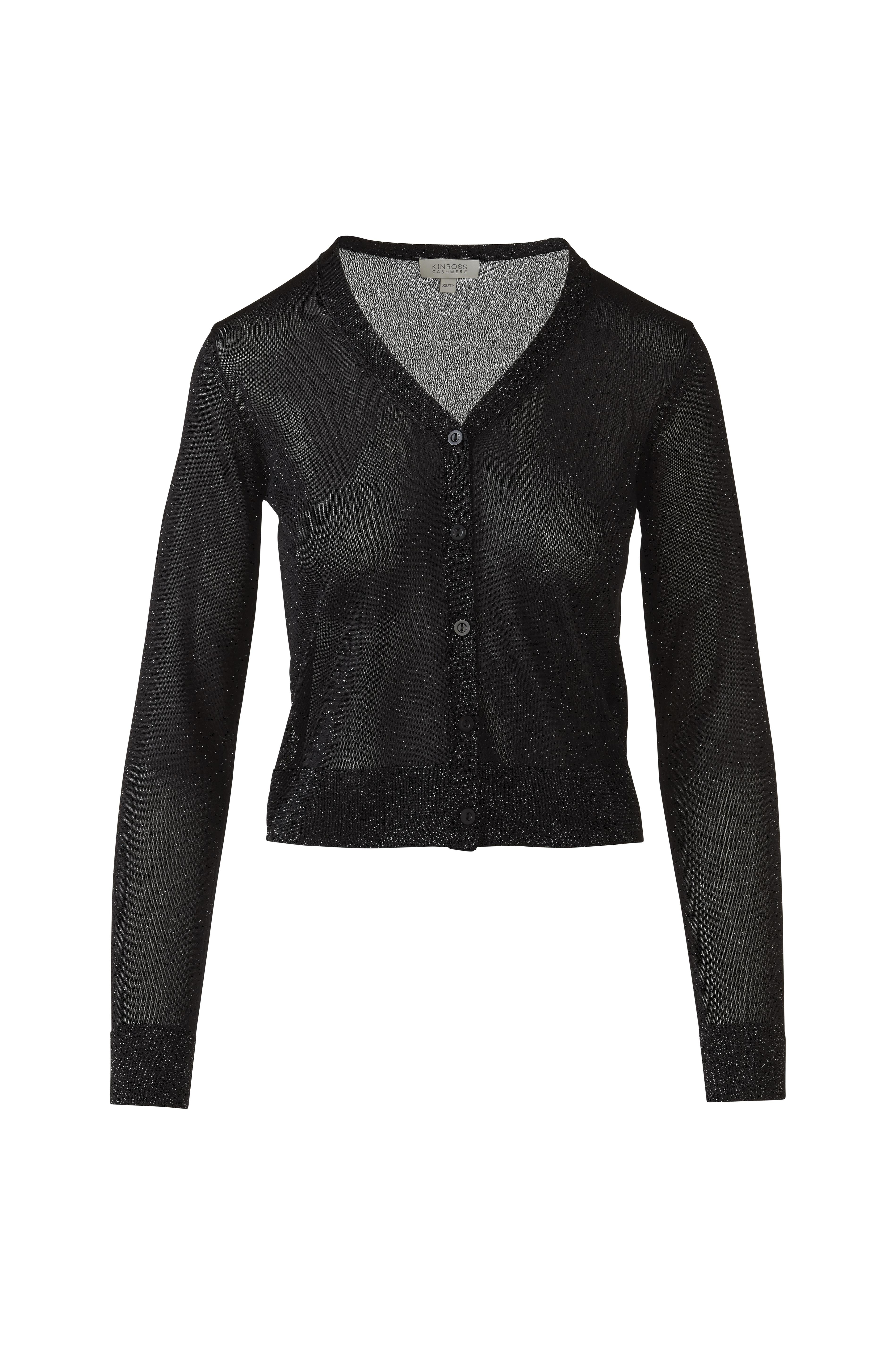 SHIMMER BUTTON FRONT VEE CARDIGAN – Kinross Cashmere
