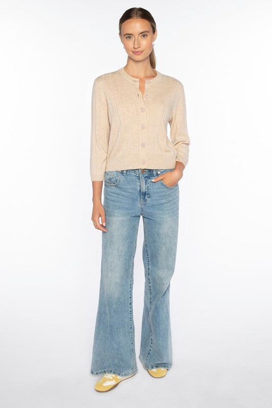 SHORT RIB CREW CARDIGAN