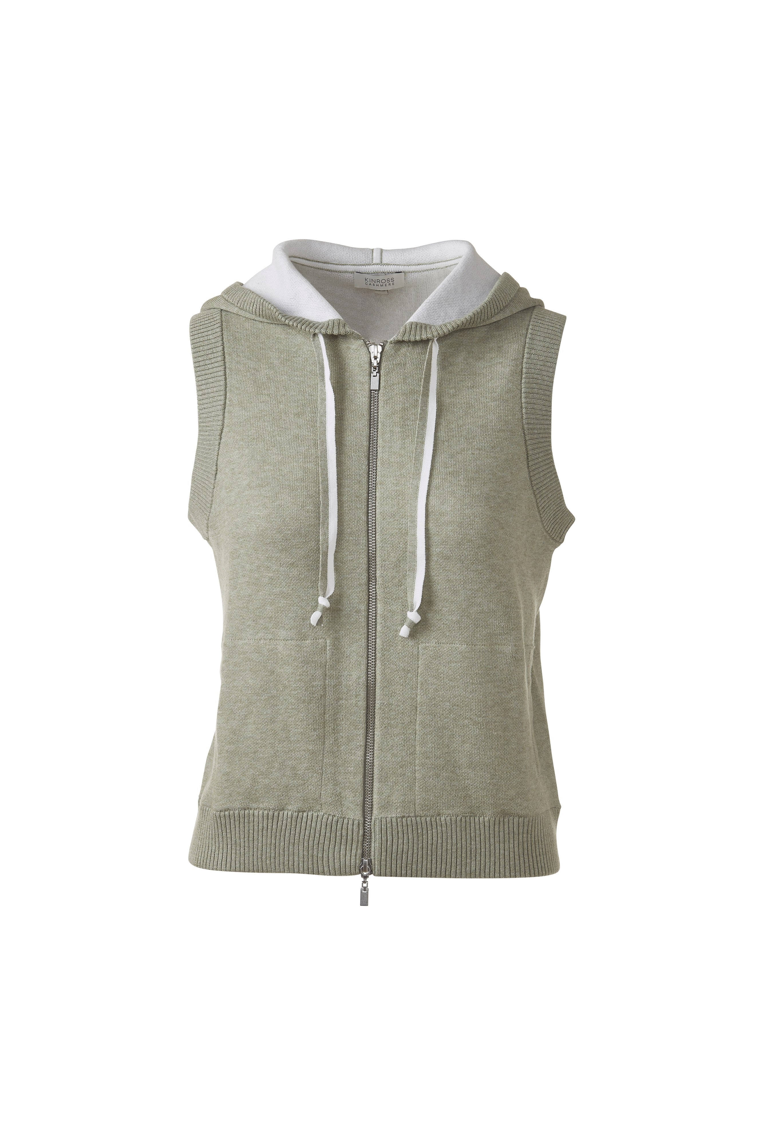Sleeveless Zip Hoodie | KINROSS – Kinross Cashmere