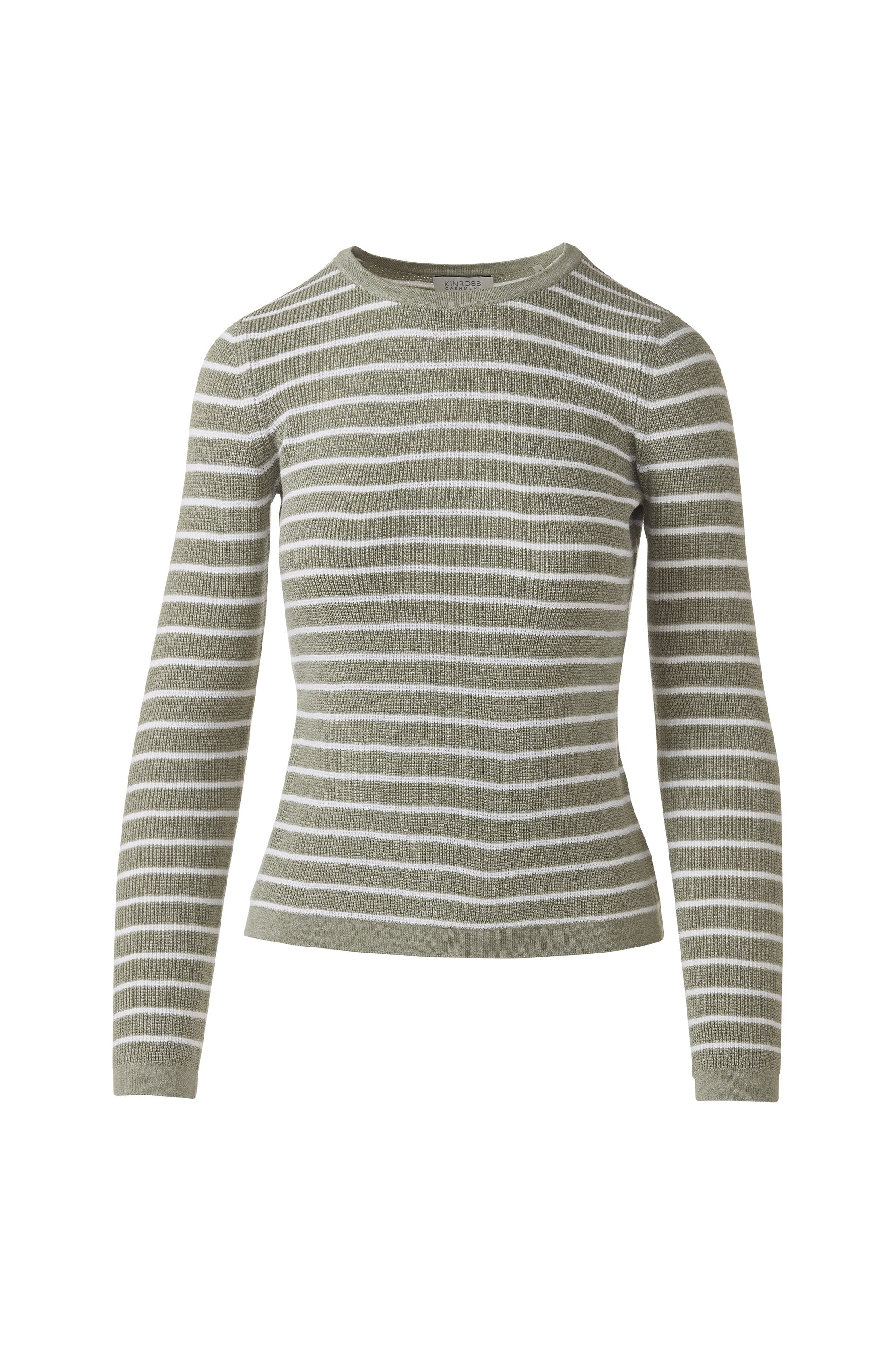 TEXTURE STRIPE CREW in SAGE/WHITE