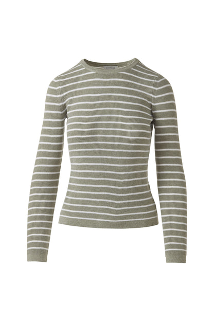 TEXTURE STRIPE CREW in SAGE/WHITE