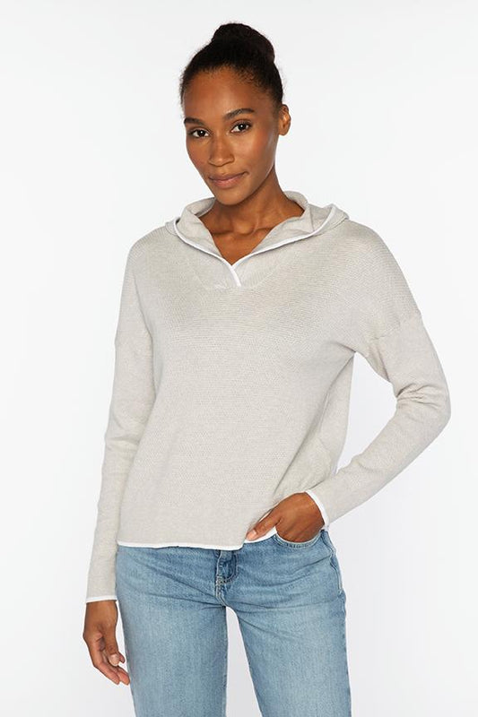 RIB PULLOVER HOODIE | Cotton Cashmere | Kinross Cashmere