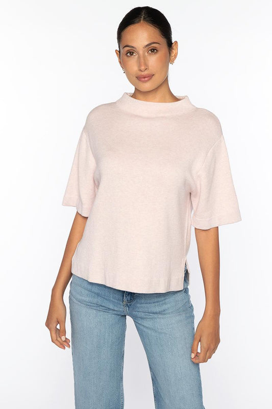 Easy Low Funnel sweater in Thistle - cotton cashmere blend by Kinross Cashmere