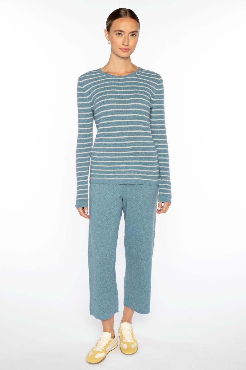 TEXTURE STRIPE CREW | Cotton Cashmere | Kinross Cashmere