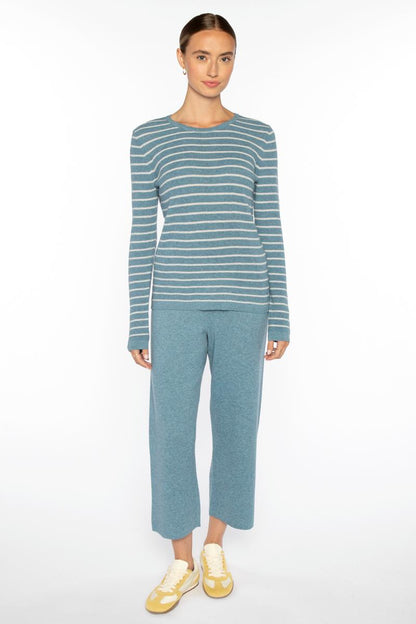 TEXTURE STRIPE CREW | Cotton Cashmere | Kinross Cashmere