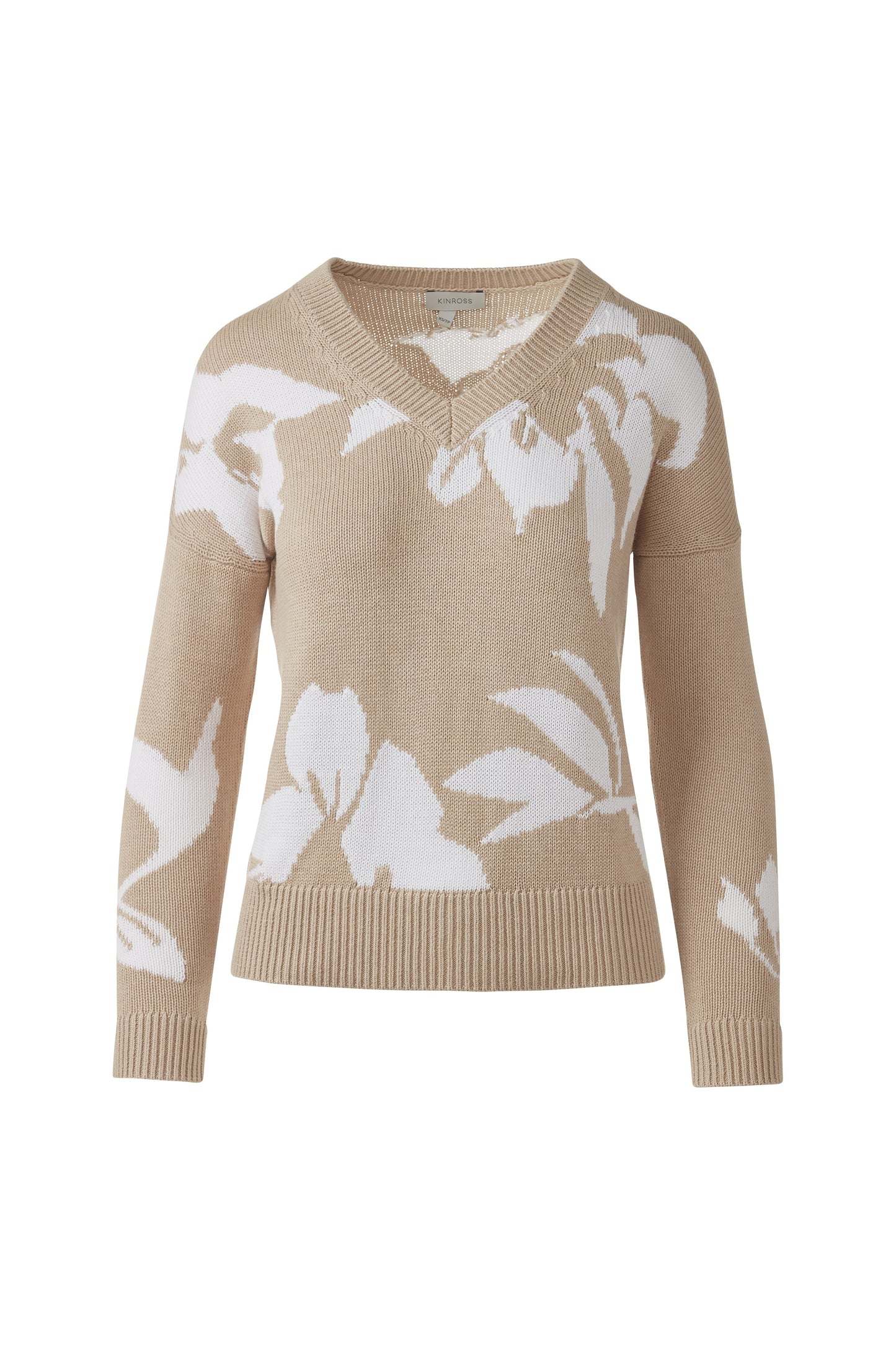 INTARSIA EASY VEE in STRAW/WHITE