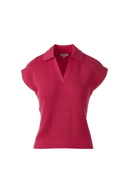 RIB SPLITNECK POLO in DAHLIA