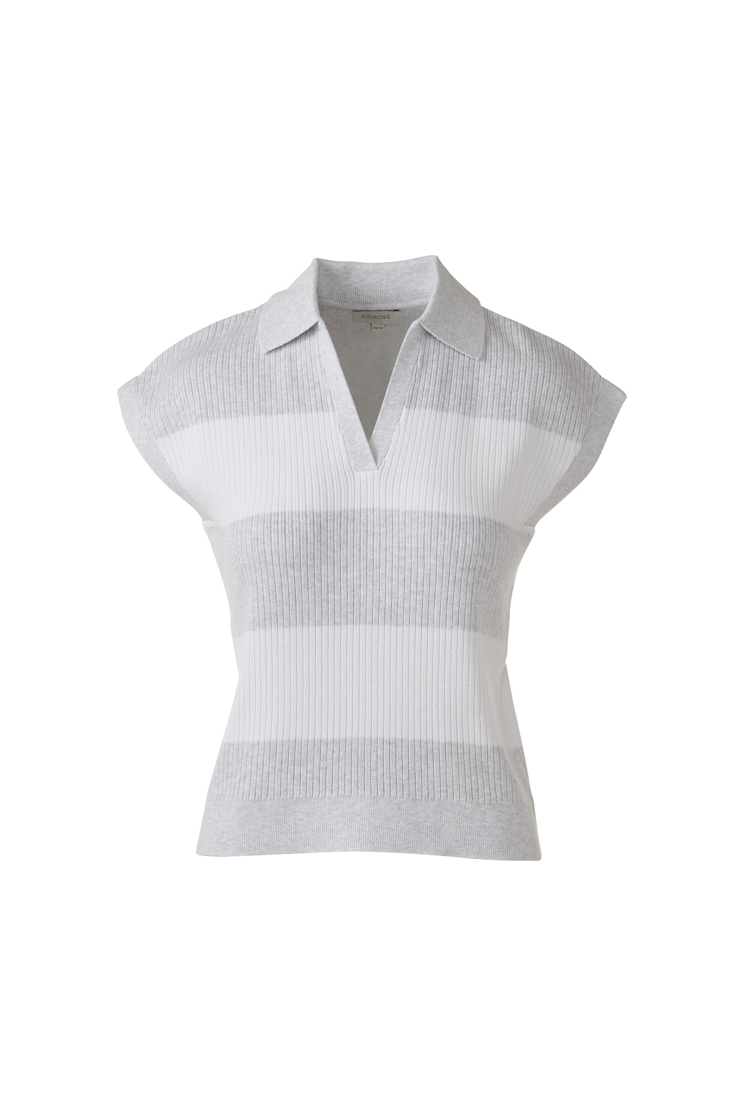RIB SPLITNECK POLO in DOVE/WHTE