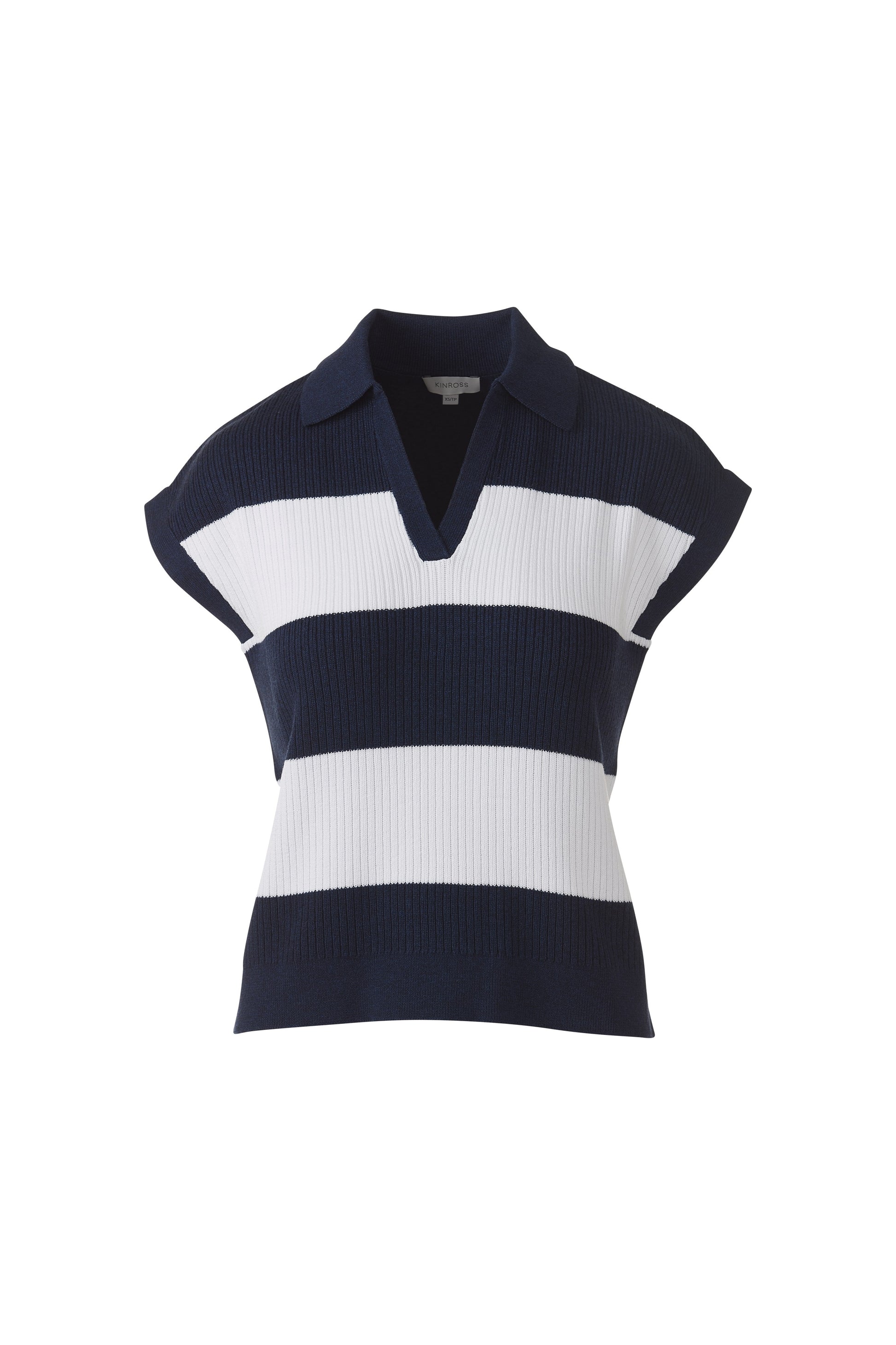 RIB SPLITNECK POLO in NAVY/WHITE