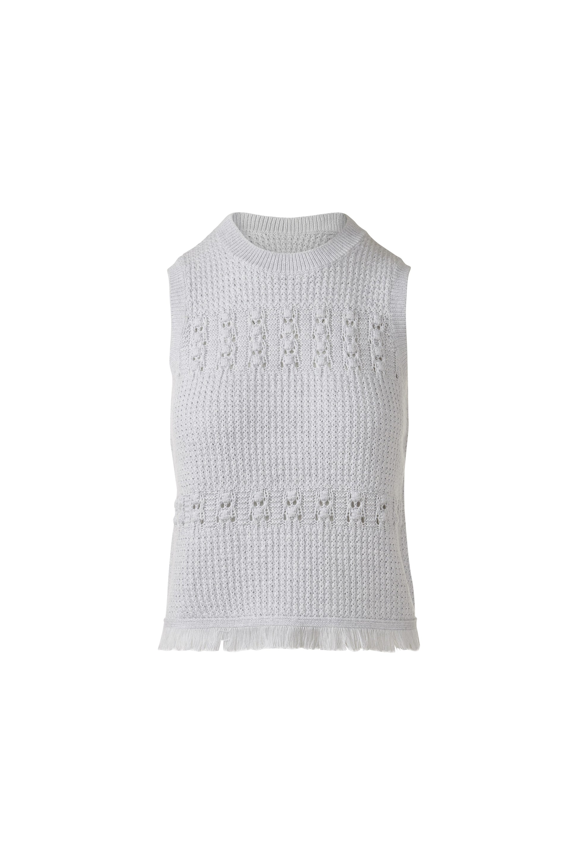 TEXTURED FRINGE S/L CREW in DOVE