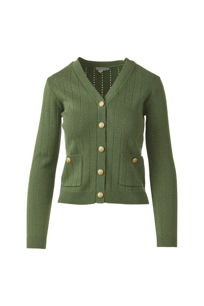 RIB BUTTON FRONT VEE in VINE