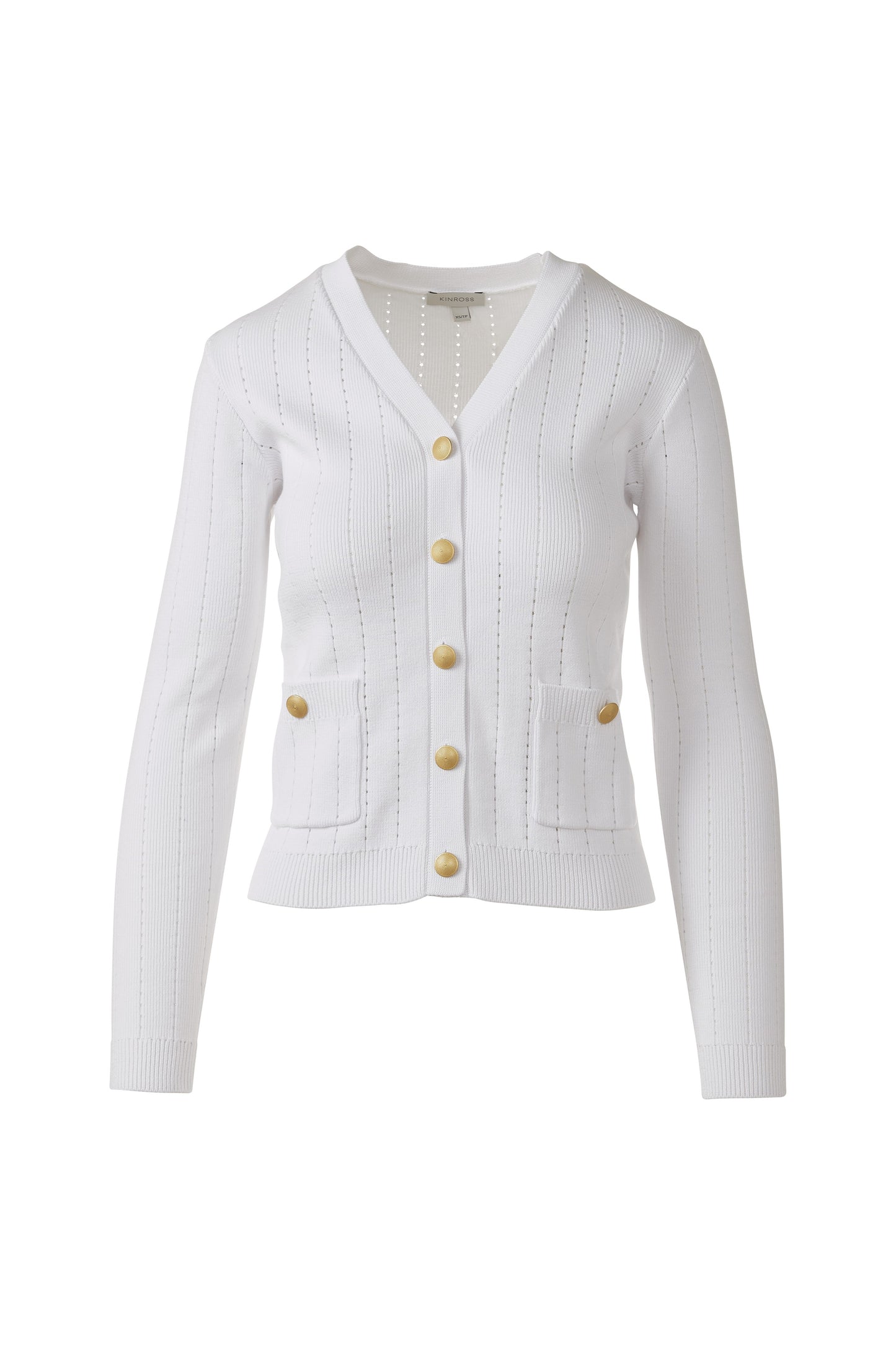 RIB BUTTON FRONT VEE in WHITE