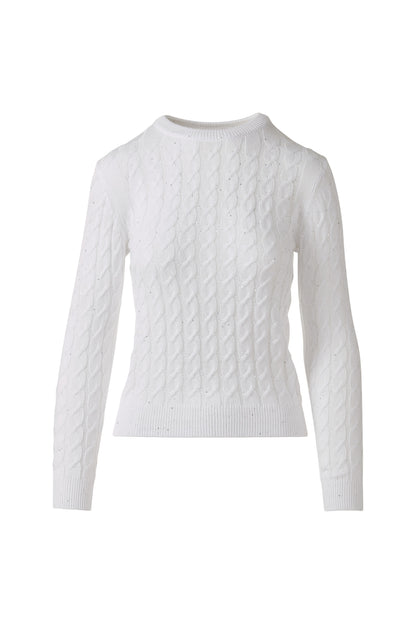 FWT SEQUIN CABLE CREW in WHITE