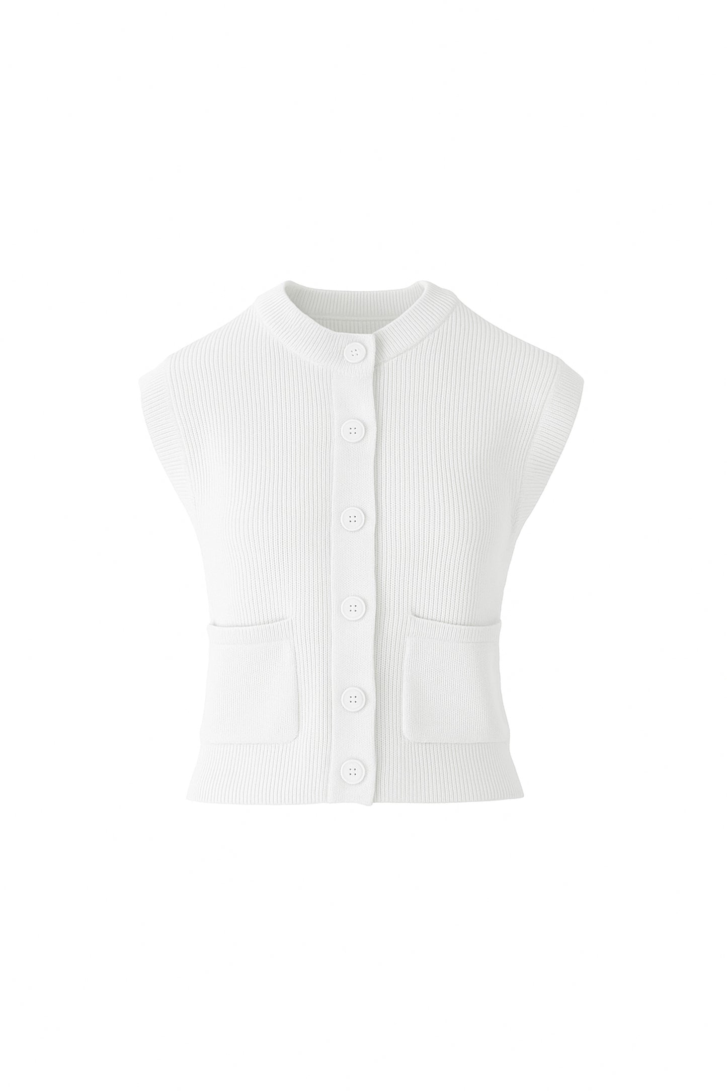 RIB BUTTON VEST CARDIGAN