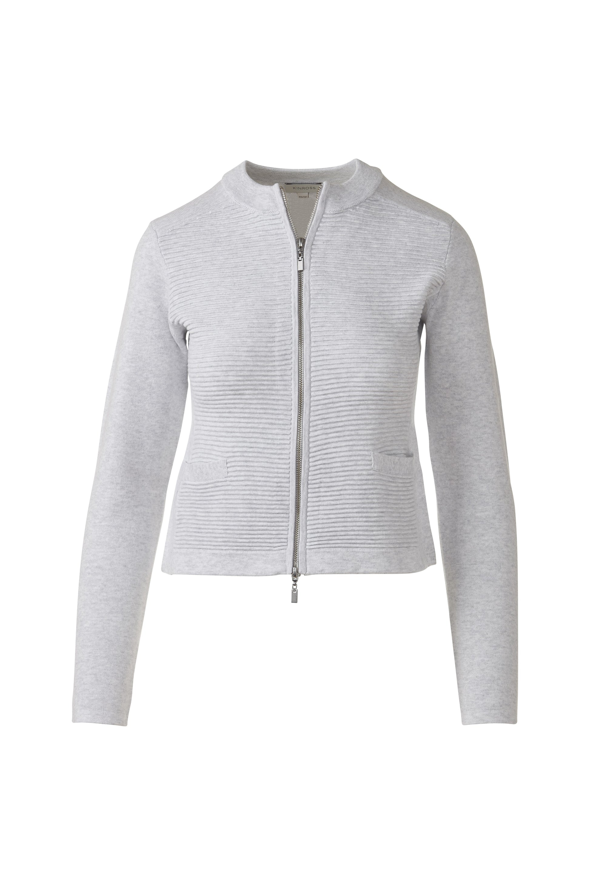 FITTED ZIP CARDIGAN in DOVE