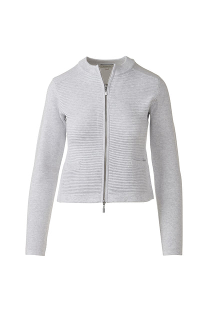 FITTED ZIP CARDIGAN in DOVE