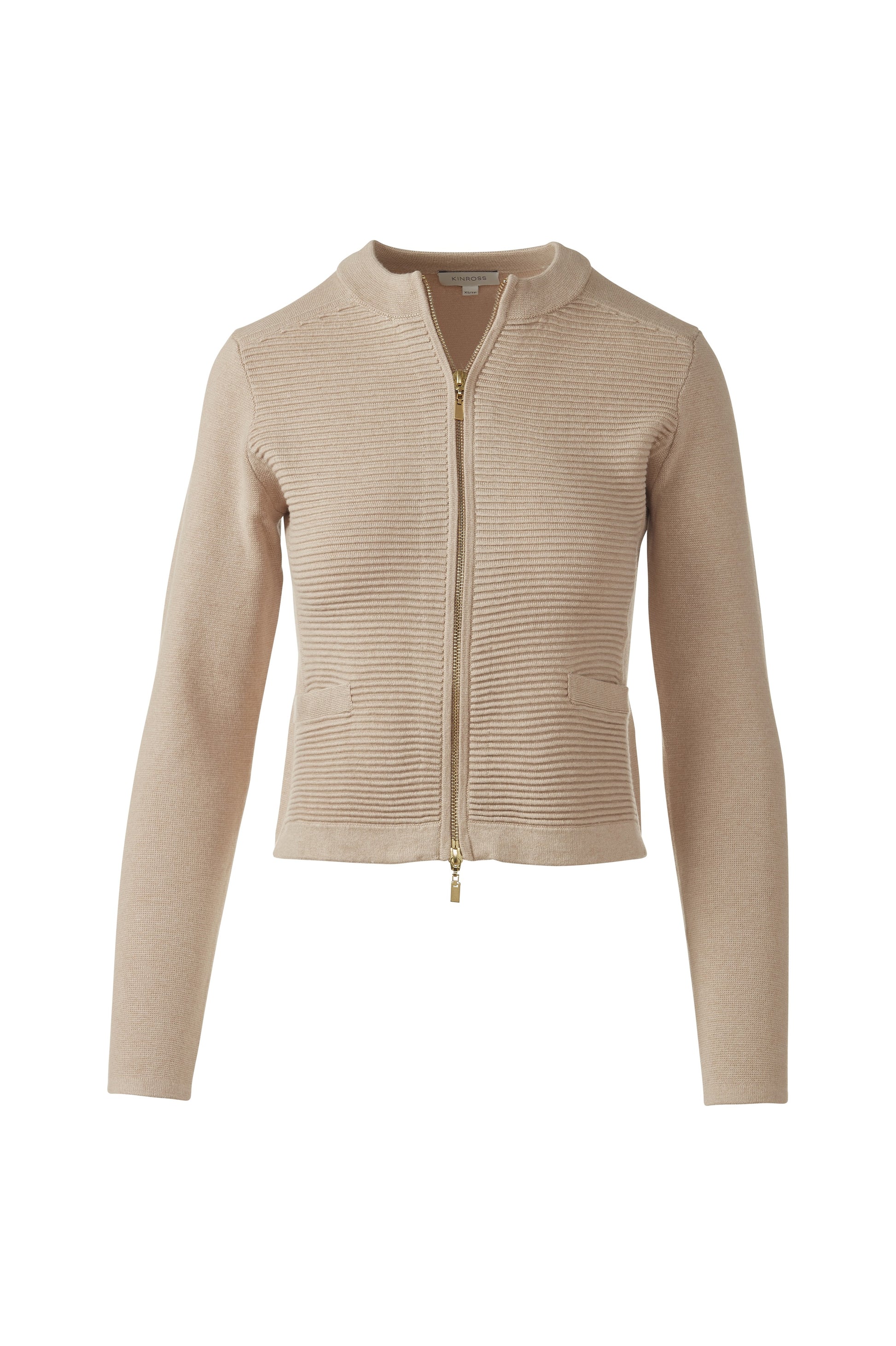 FITTED ZIP CARDIGAN in STRAW