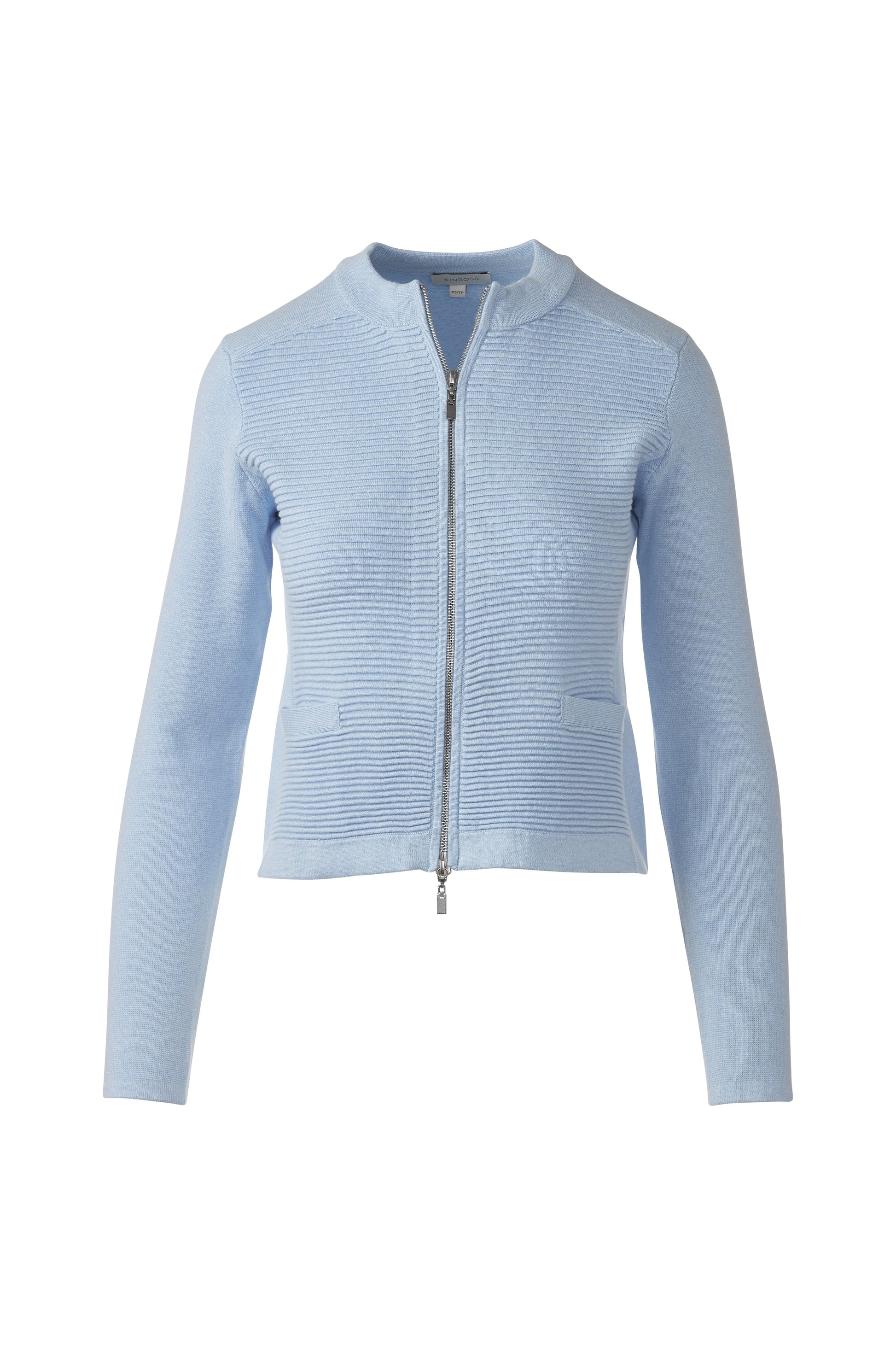FITTED ZIP CARDIGAN in SKYWAY