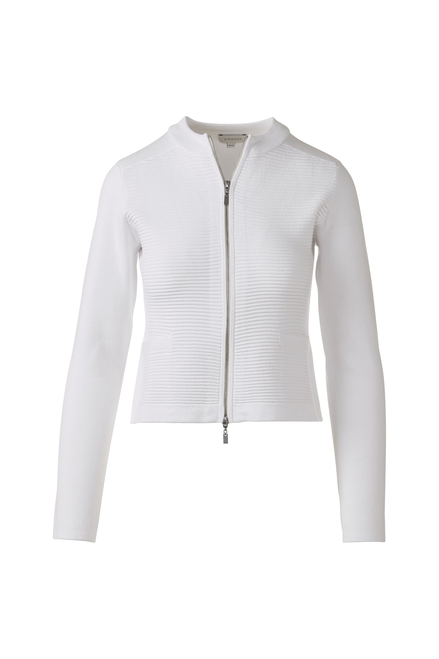 FITTED ZIP CARDIGAN in WHITE