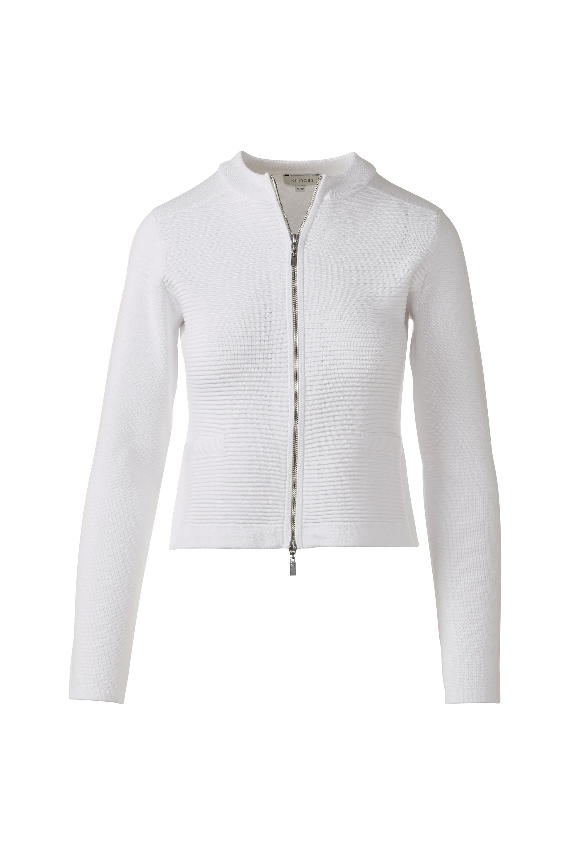 FITTED ZIP CARDIGAN in WHITE