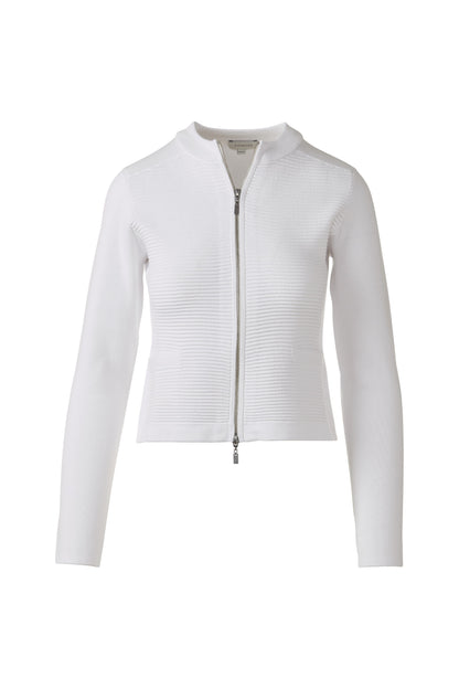 FITTED ZIP CARDIGAN in WHITE