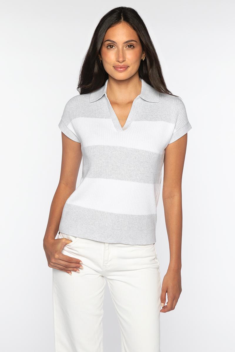 RIB SPLITNECK POLO | Cotton | Kinross Cashmere