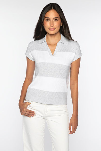 RIB SPLITNECK POLO | Cotton | Kinross Cashmere