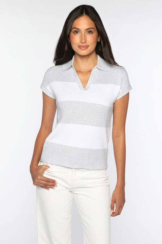 RIB SPLITNECK POLO | Cotton | Kinross Cashmere