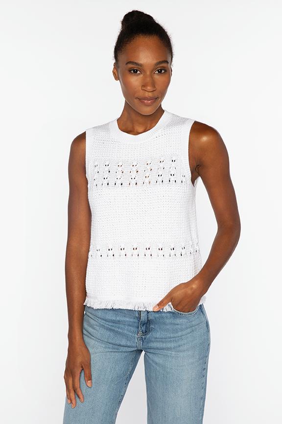 TEXTURED FRINGE S/L CREW | Cotton | Kinross Cashmere