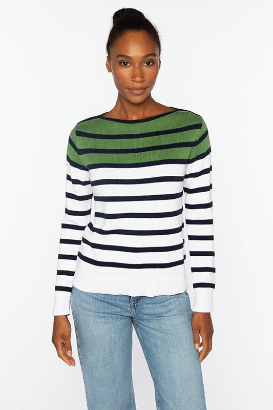 STRIPED BOATNECK | Cotton | Kinross Cashmere