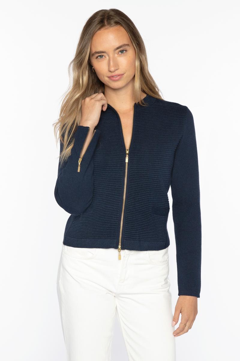 FITTED ZIP CARDIGAN | Cotton | Kinross Cashmere