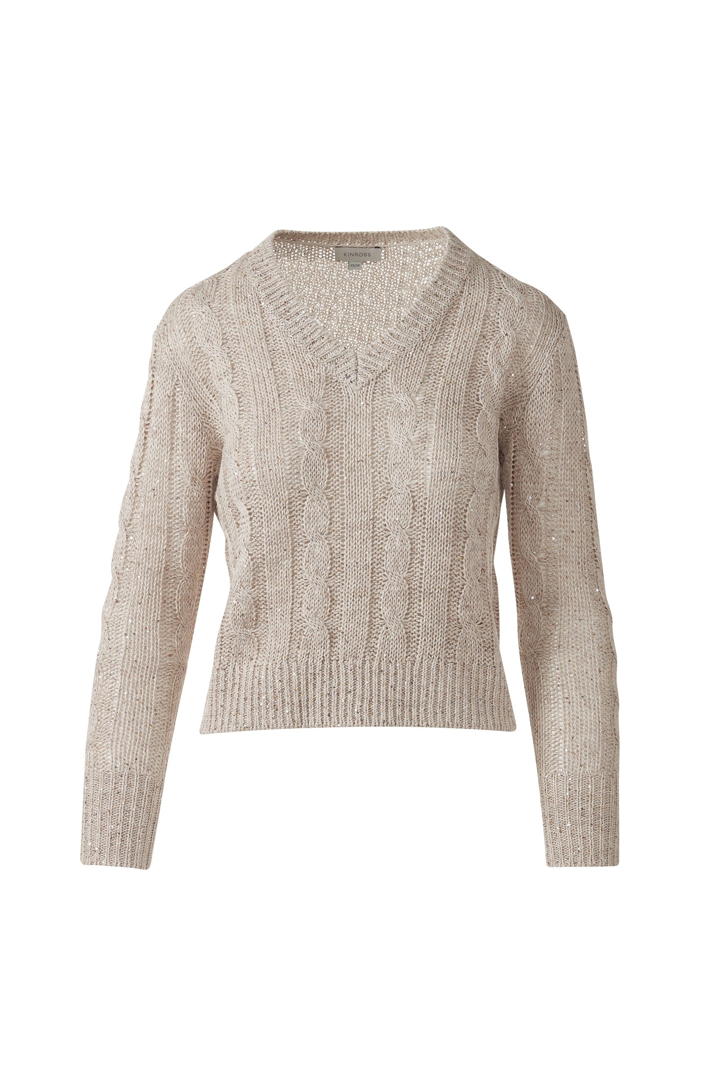 SEQUIN CABLE VEE in STRAW