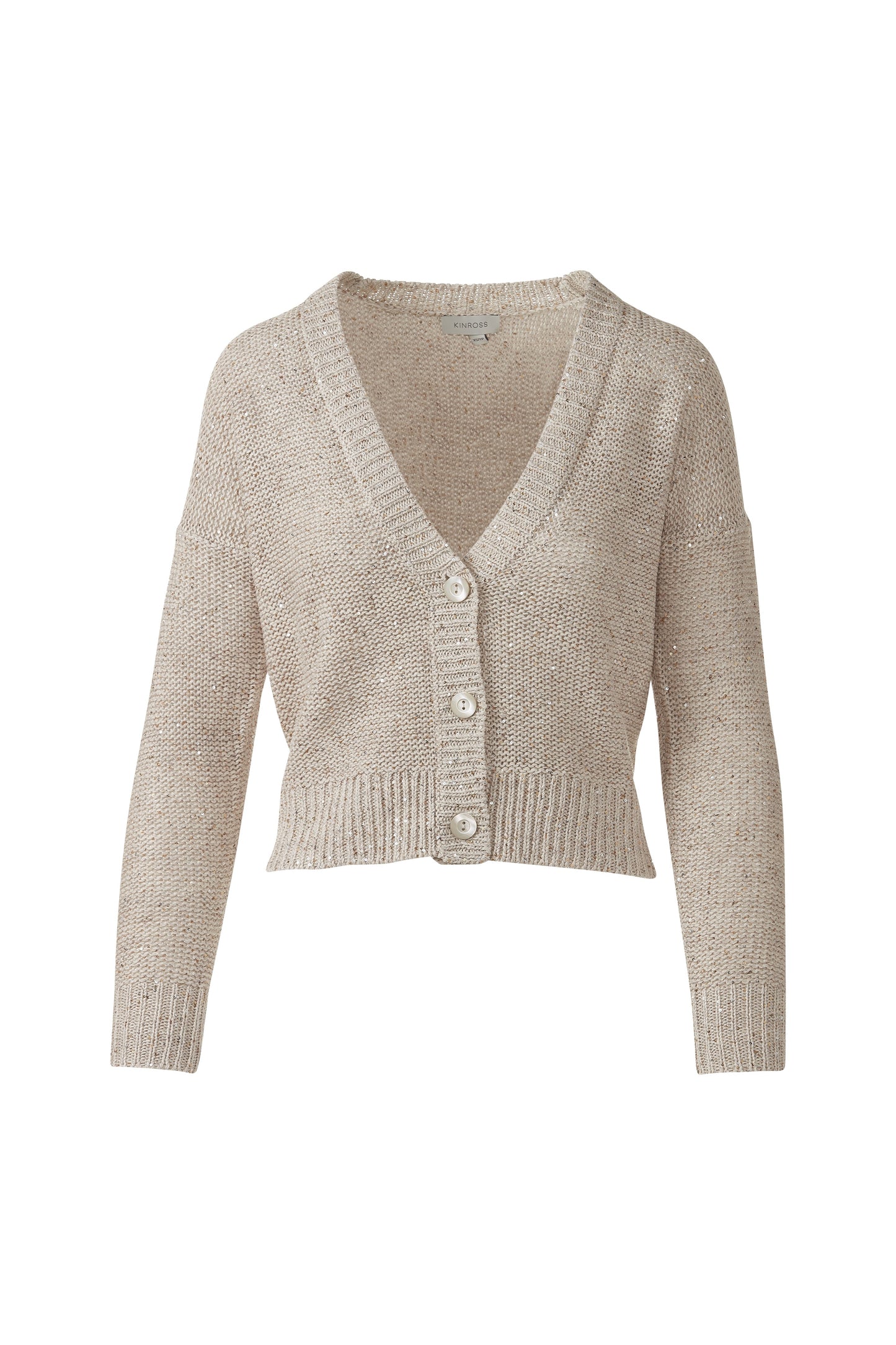 SEQUIN VEE CARDIGAN in STRAW