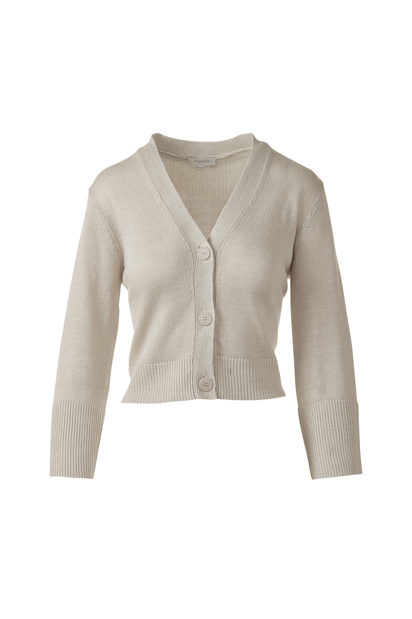 VEE BUTTON CARDIGAN in PEBBLE