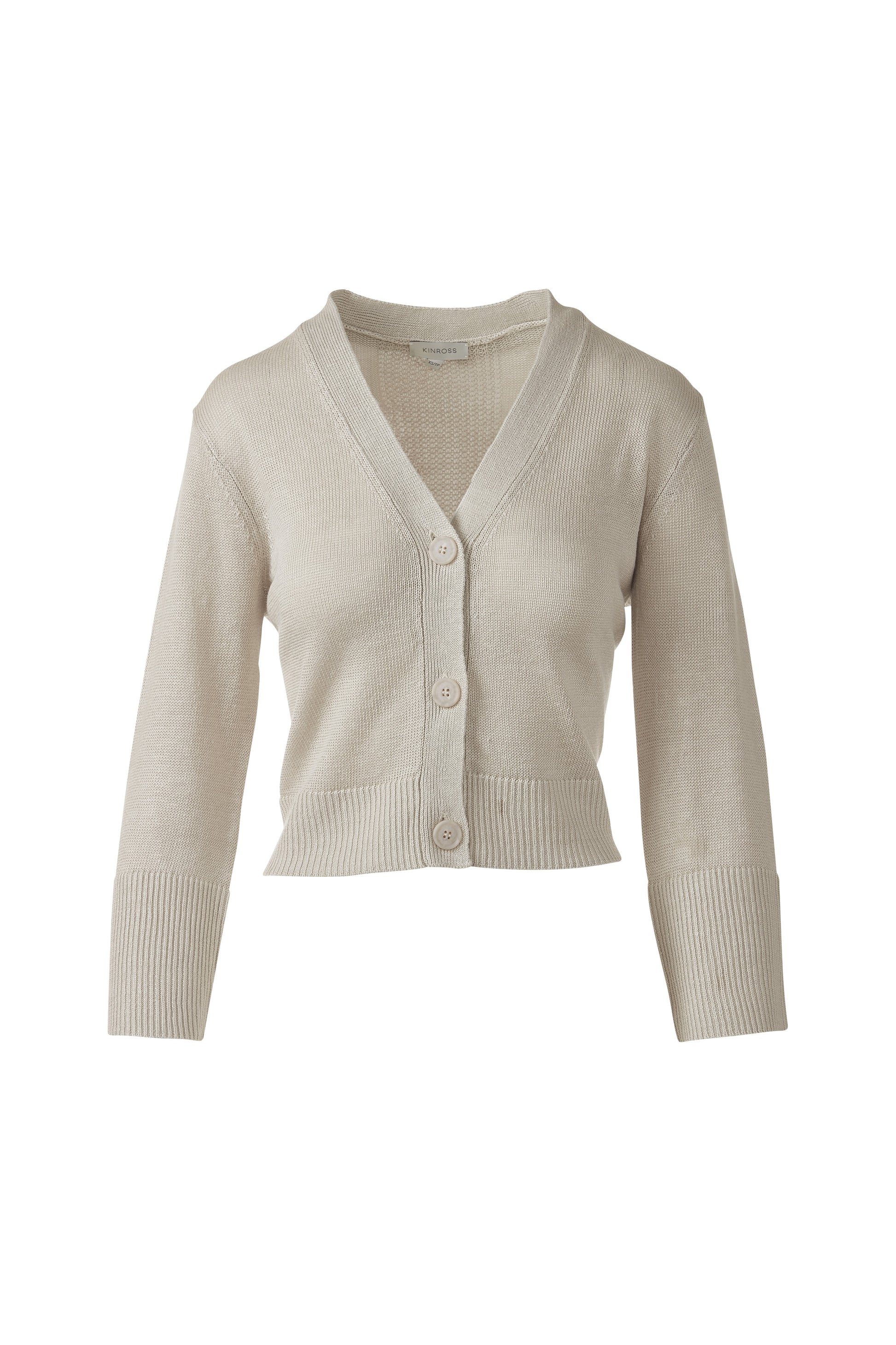 VEE BUTTON CARDIGAN in PEBBLE