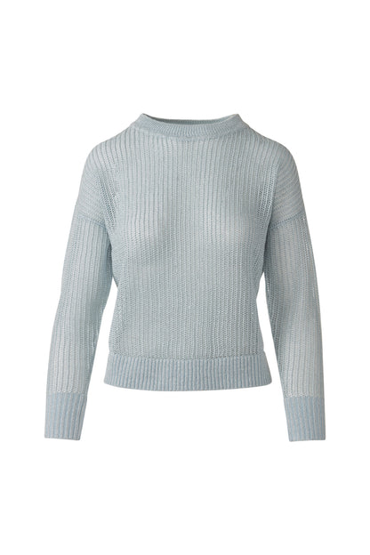 OPEN TEXTURE LUREX CREW in CRYSTAL