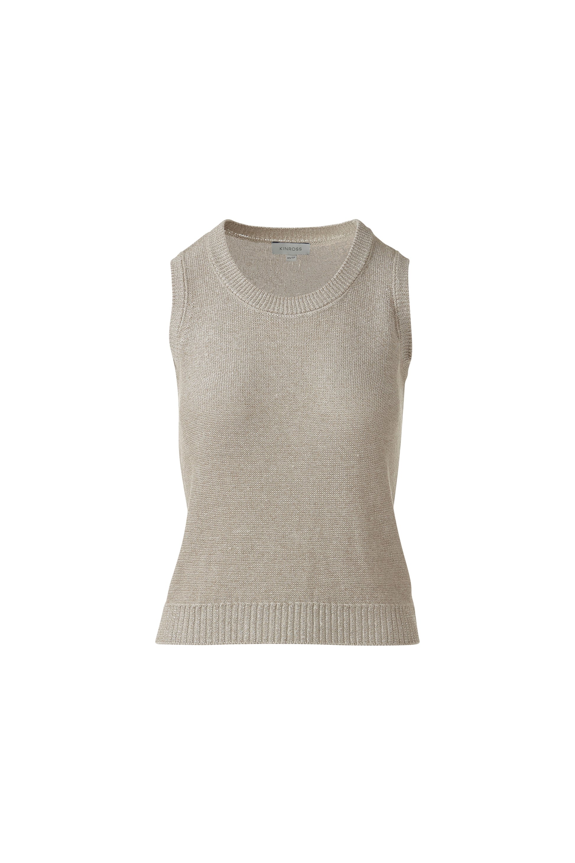 OPEN TEXTURE LUREX TANK in PEBBLE