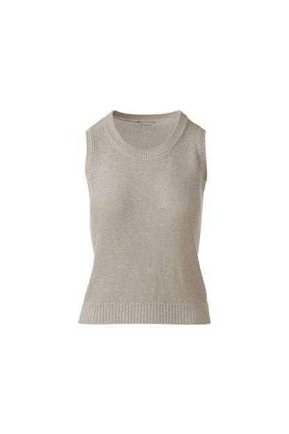 OPEN TEXTURE LUREX TANK in PEBBLE
