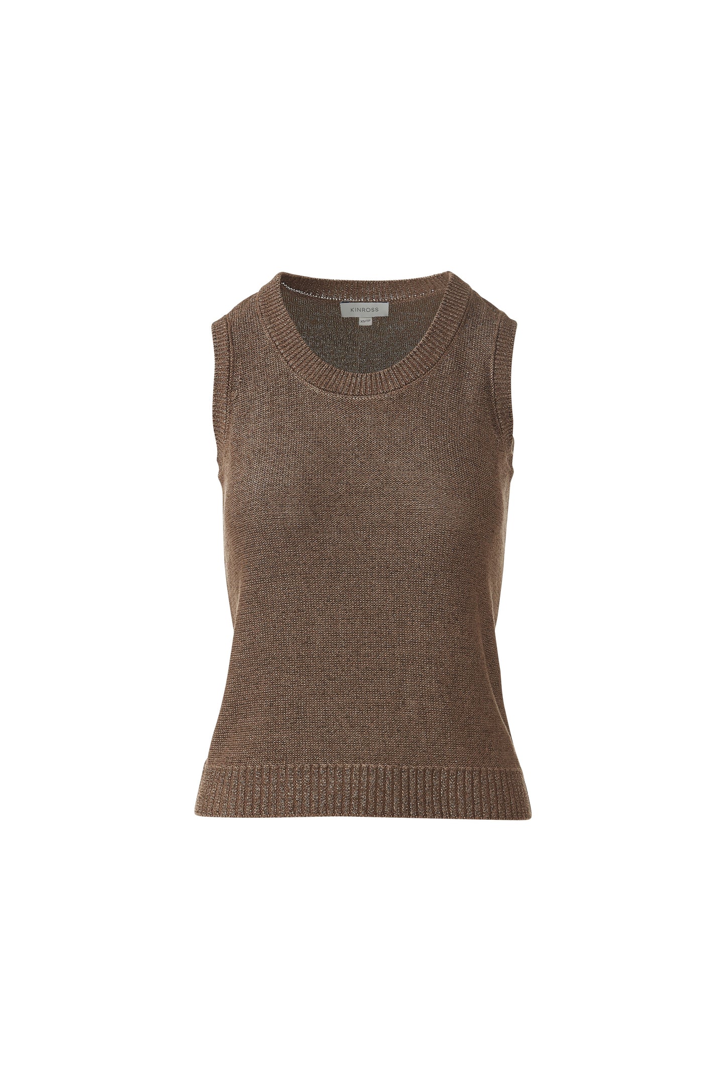 OPEN TEXTURE LUREX TANK in SADDLE