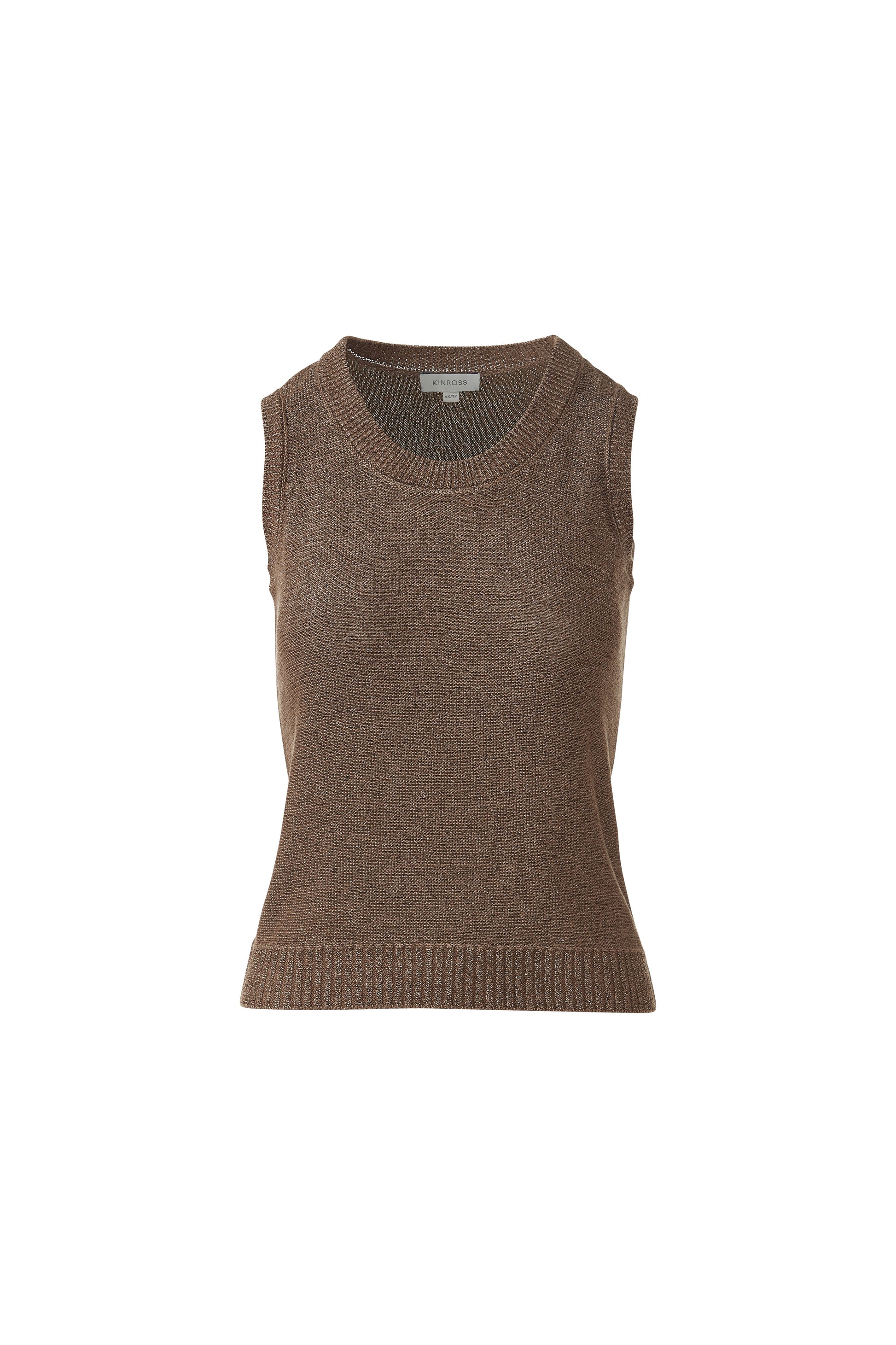 OPEN TEXTURE LUREX TANK in SADDLE