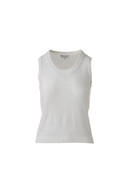 OPEN TEXTURE LUREX TANK in WHITE