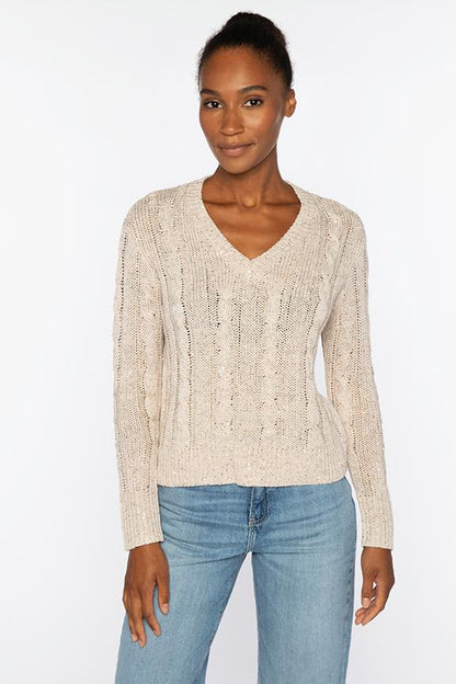 SEQUIN CABLE VEE