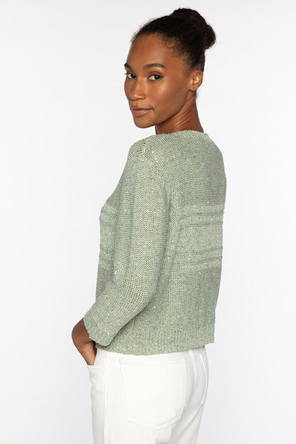 3/4 SLV TEXTURED SEQUIN CREW - detail view