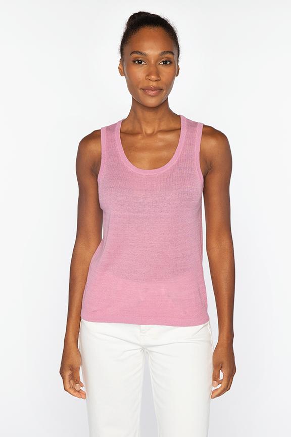 RIB TANK | Linen | Kinross Cashmere