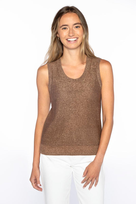OPEN TEXTURE LUREX TANK | Linen | Kinross Cashmere