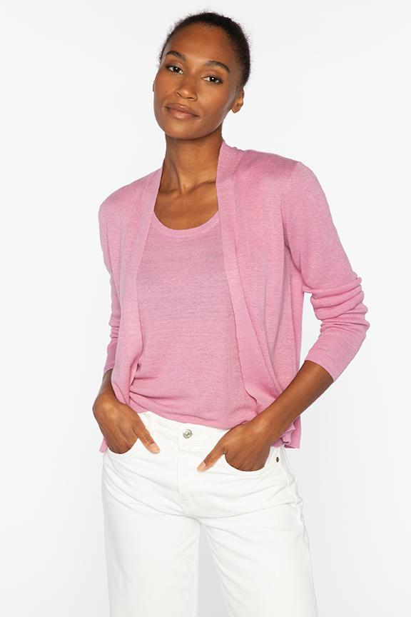 OPEN RIB CARDIGAN | Linen | Kinross Cashmere